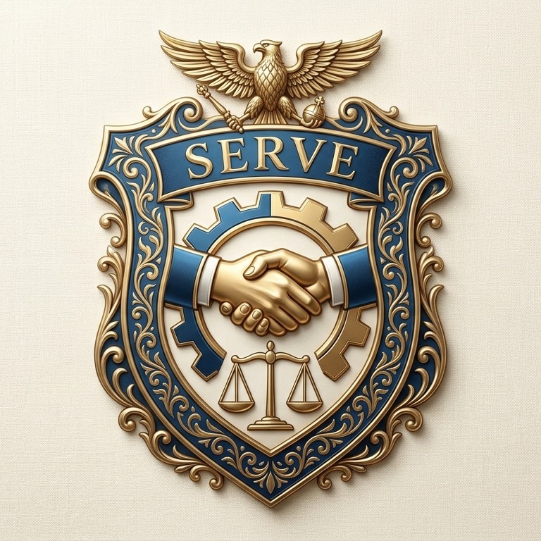 Emblem Serve sebagai simbol prinsip layanan perusahaan